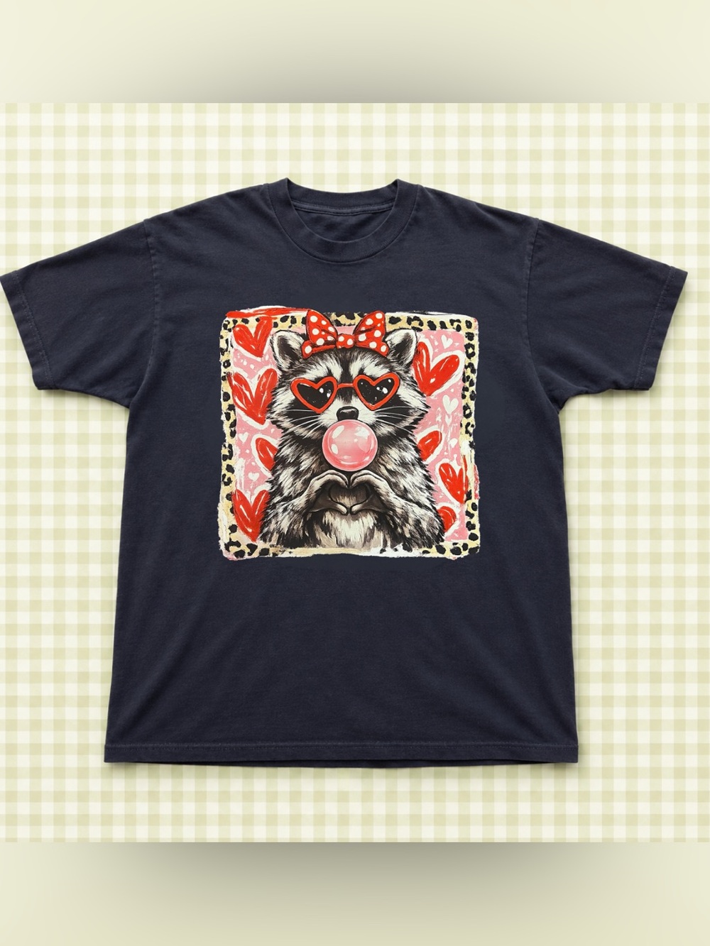 Cute Raccoon Bubblegum T-Shirt, Black Gildan For Unisex